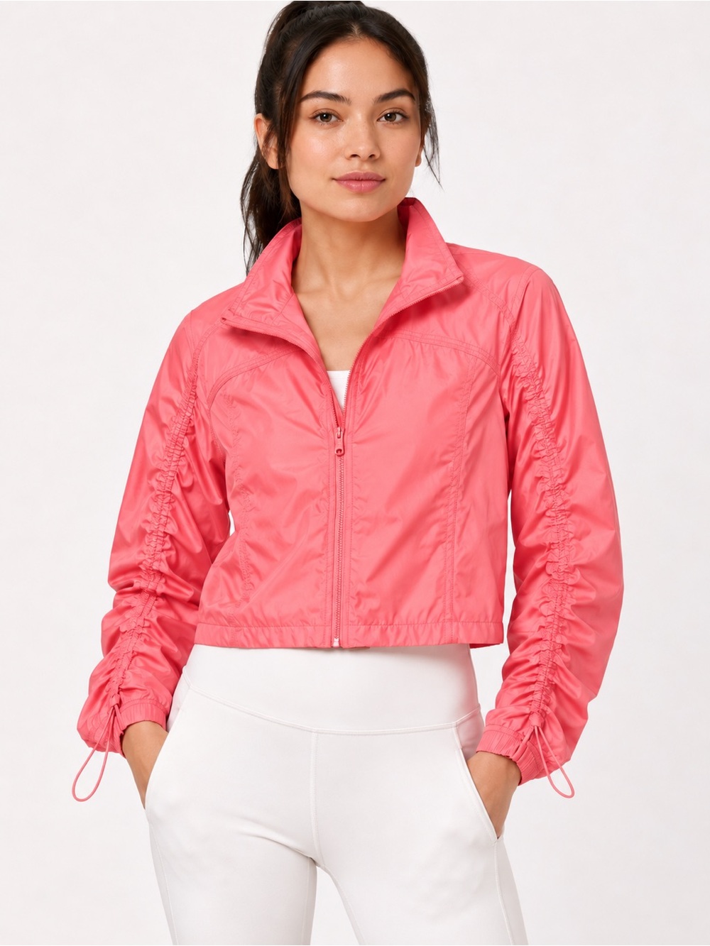 Lululemon Lightweight Cropped Track Jacket Raspberry Cream 8 NWOT